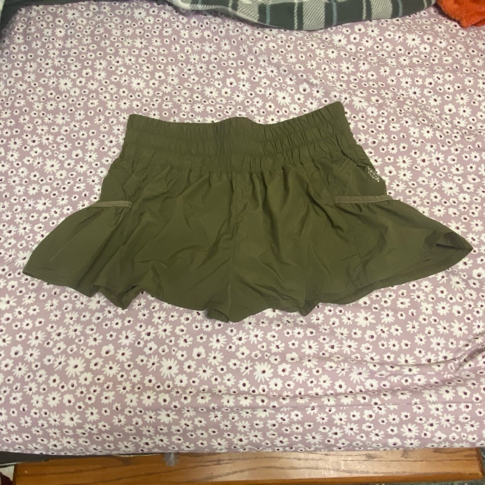 Free People Get Your Flirt On Shorts Small Olive Green